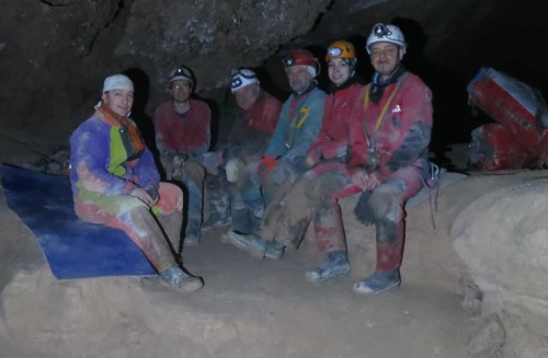 Grünkogel Biwak: Schorsch mit Gruppe 2 an der Sprengstelle, Foto Schorsch
